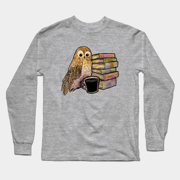 Coffee, books and owl Long Sleeve T-Shirt by Coffee Shelf